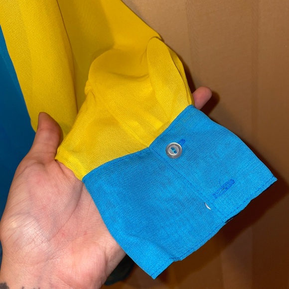 AMERICAN APPAREL Color Block Chiffon Shirt - Picture 8 of 8